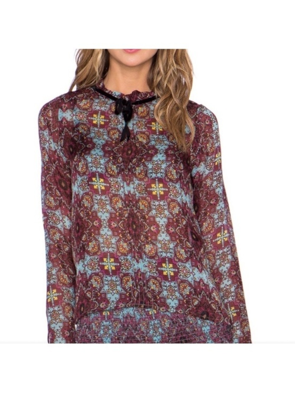 For Love And Lemons Geneva Paisley Long Sleeve Blouse Size Small NWT